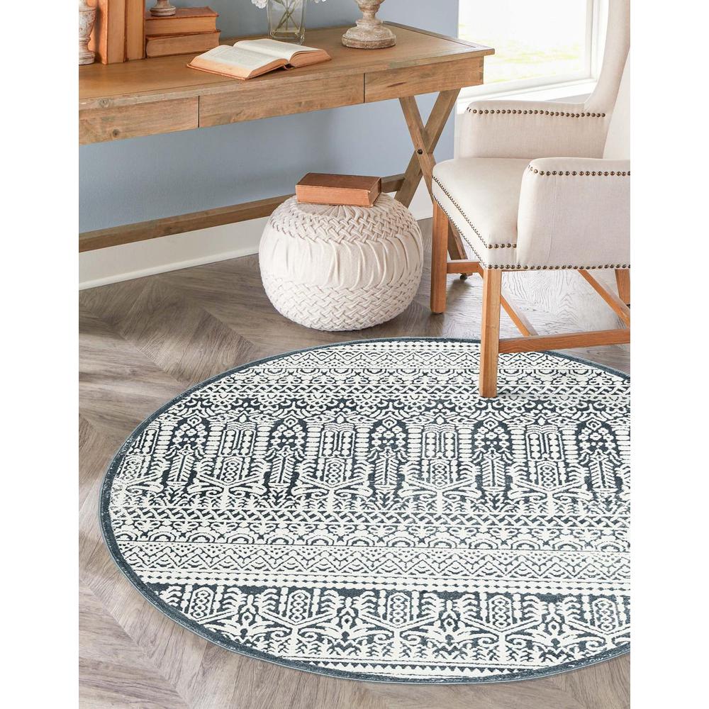 Uptown Area Rug 5' 3" x 5' 3", Round Blue. Picture 2