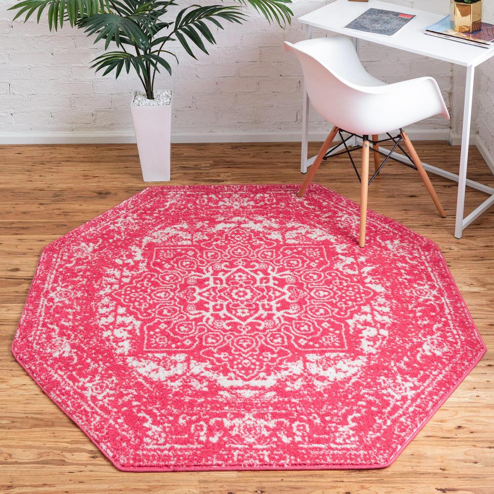Unique Loom 8 Ft Octagon Rug in Pink (3150510). Picture 2