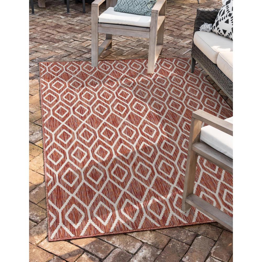 Jill Zarin Outdoor Turks and Caicos Area Rug 7' 0" x 10' 0", Rectangular Rust Red. Picture 2