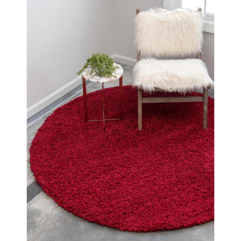 Unique Loom 4 Ft Round Rug in Cherry Red (3151392). Picture 2