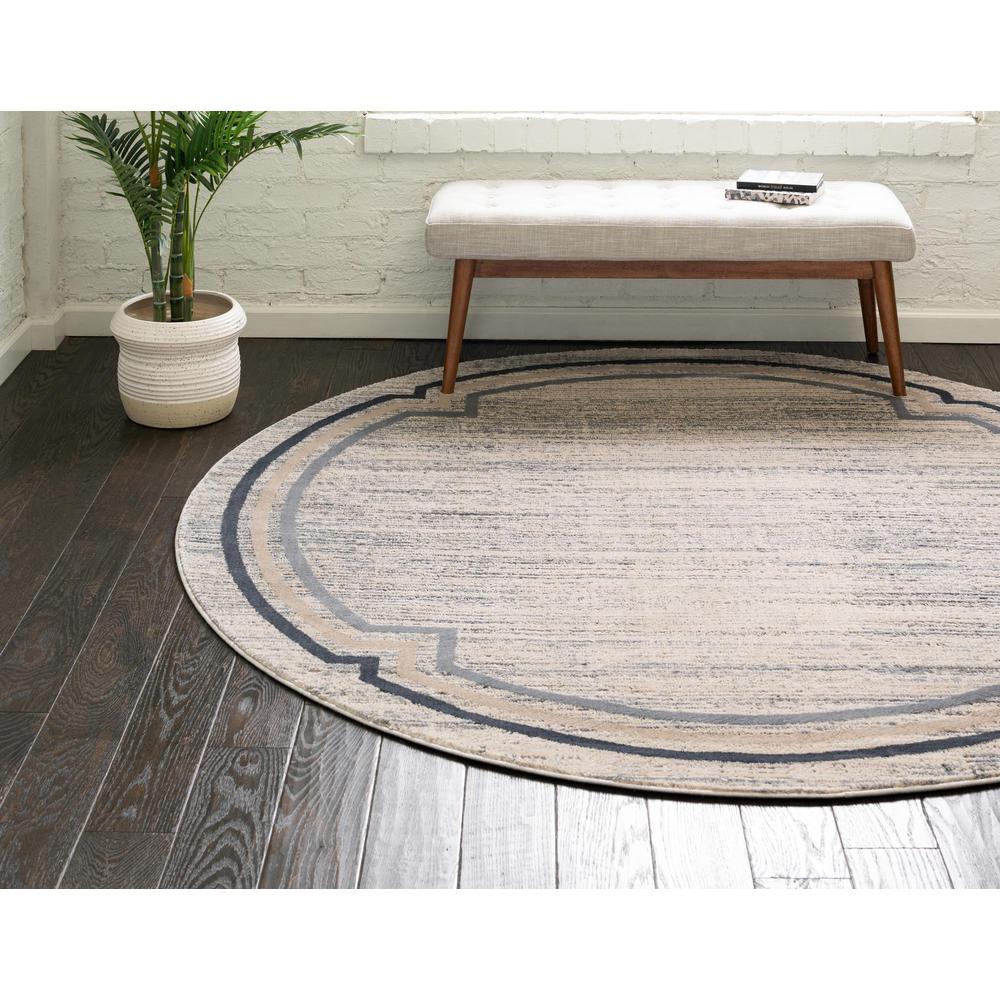 Unique Loom 7 Ft Round Rug in Gray (3154391). Picture 3