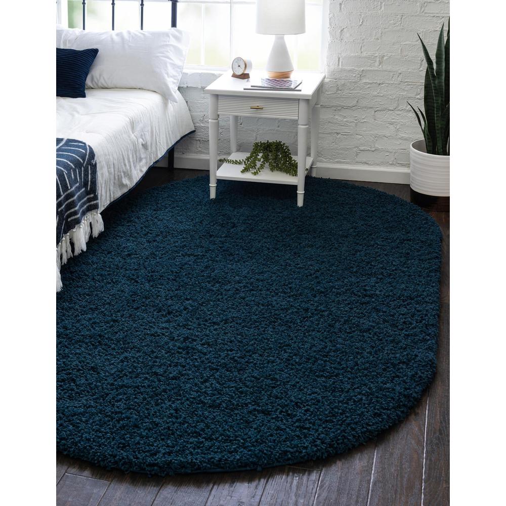 Unique Loom 5x8 Oval Rug in Navy Blue (3151330). Picture 2