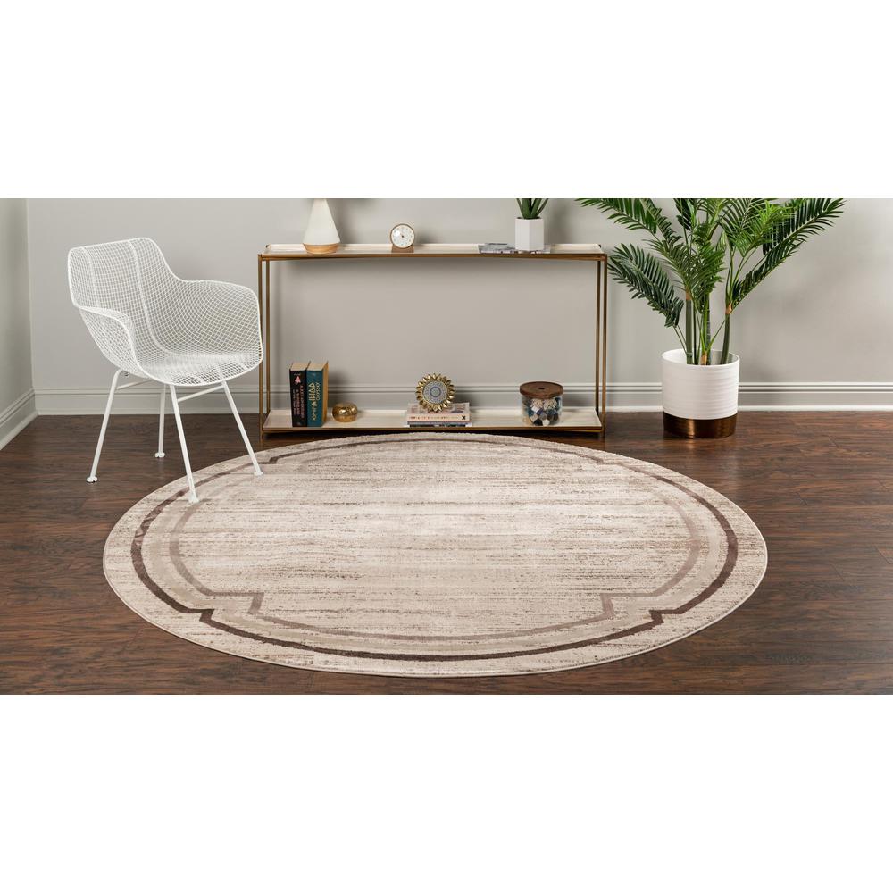 Unique Loom 7 Ft Round Rug in Brown (3154378). Picture 3