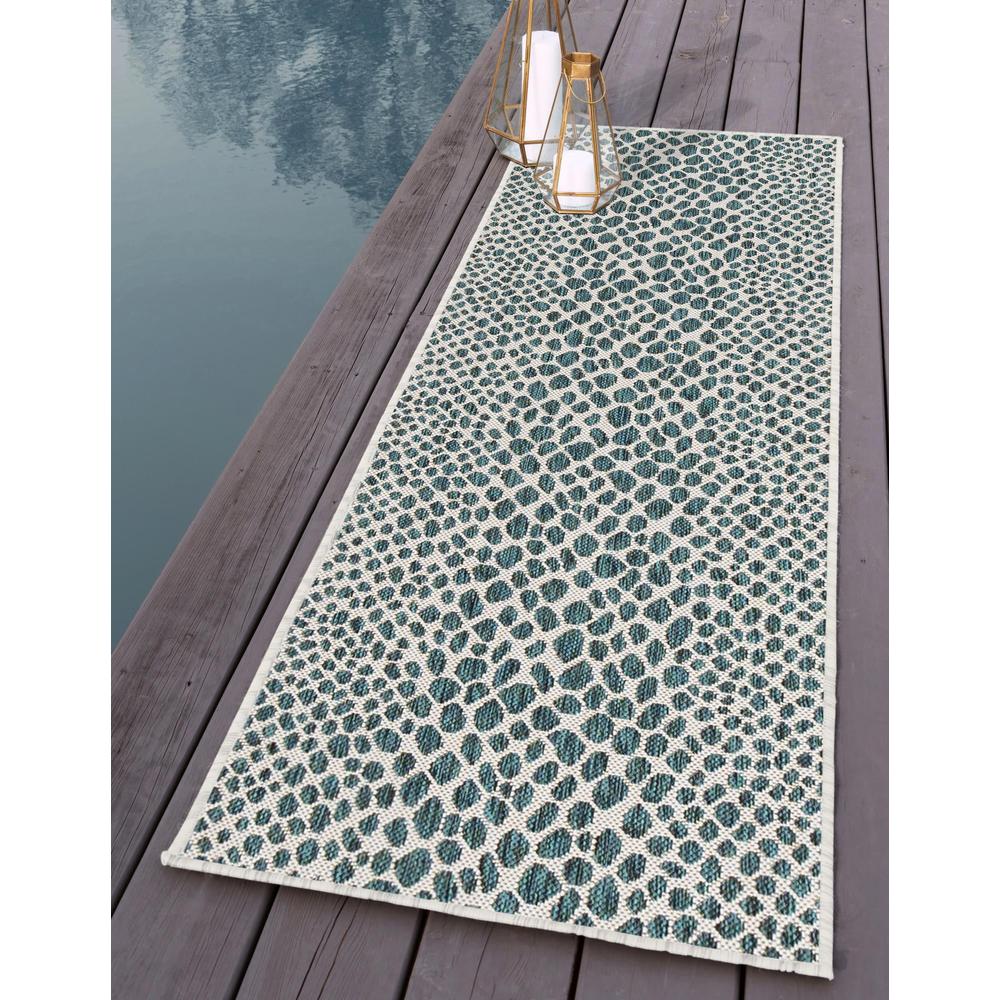 Jill Zarin Outdoor Cape Town Area Rug 2' 0" x 8' 0", Runner Teal. Picture 2