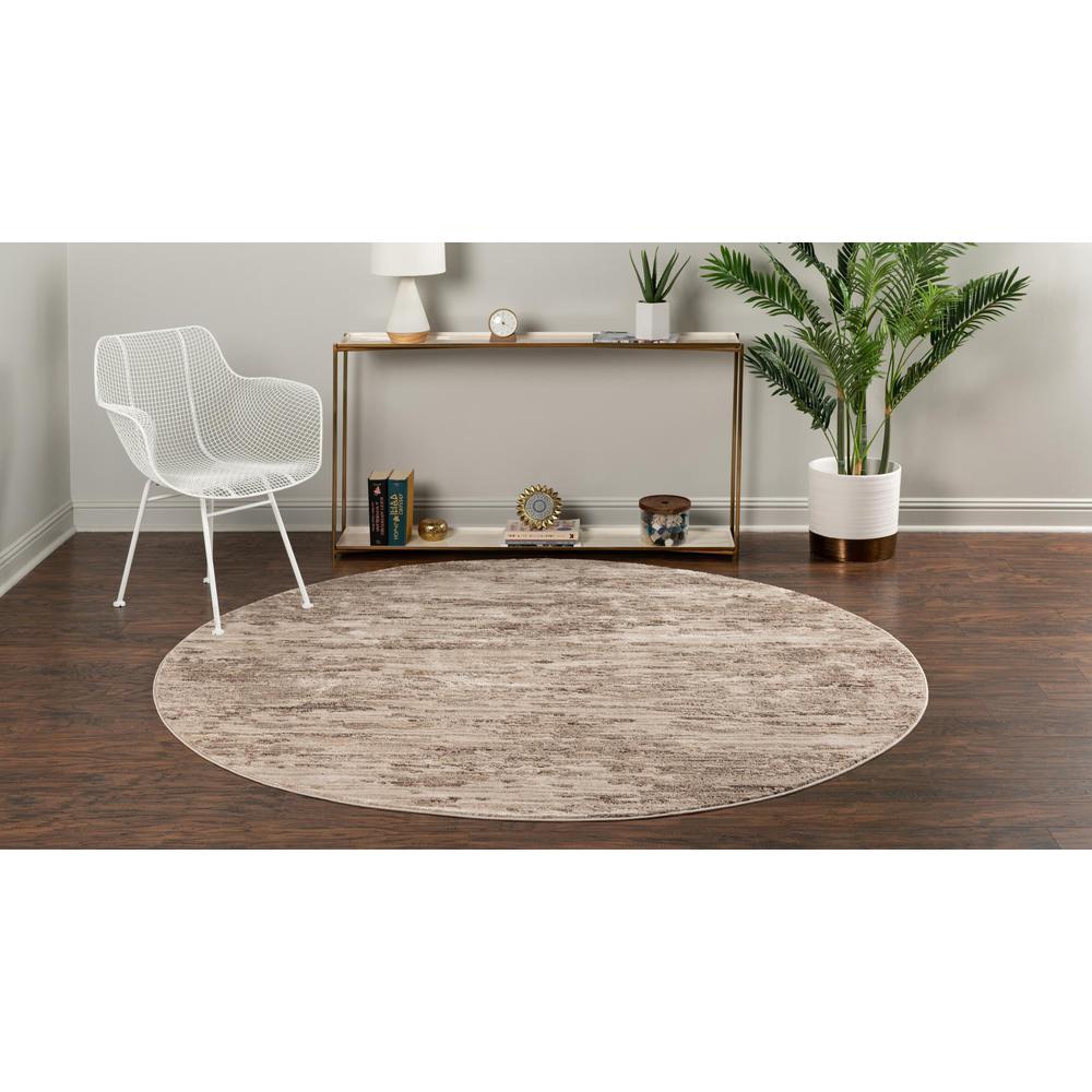 Unique Loom 7 Ft Round Rug in Brown (3154222). Picture 3