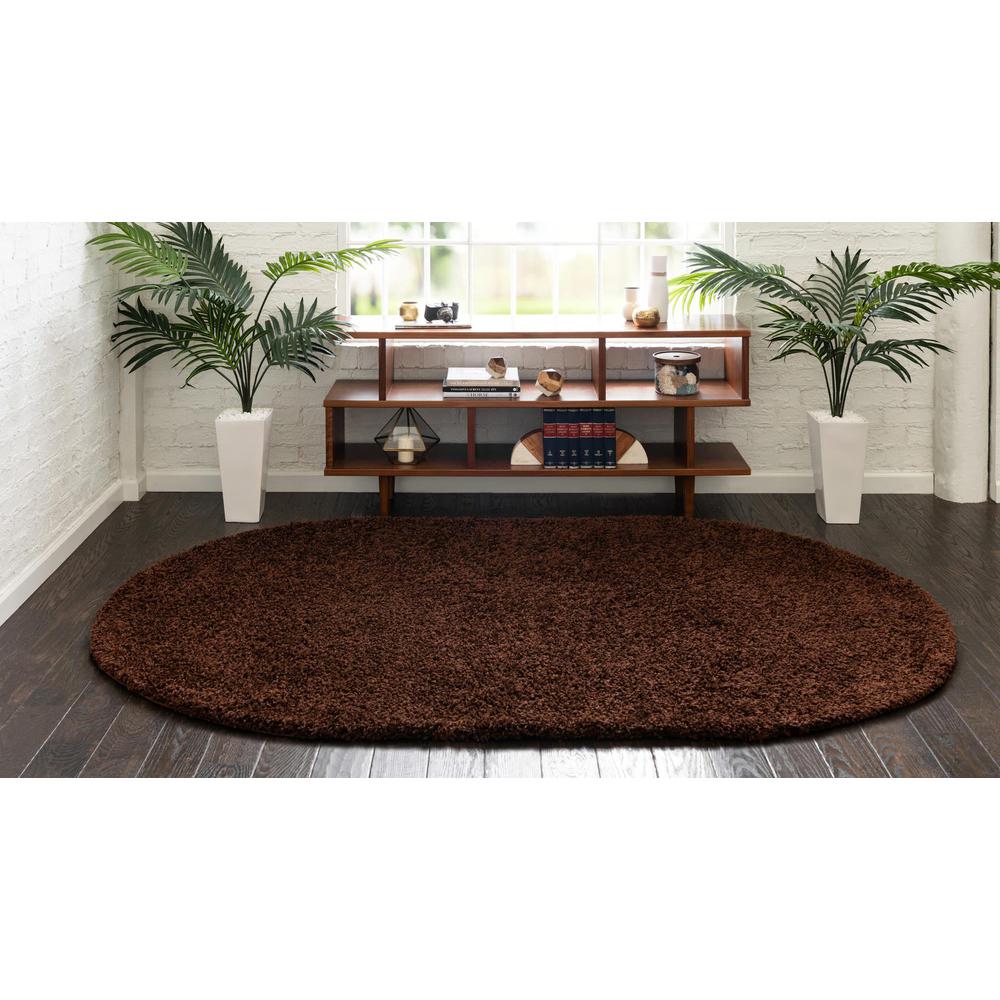 Unique Loom 5x8 Oval Rug in Chocolate Brown (3151433). Picture 4