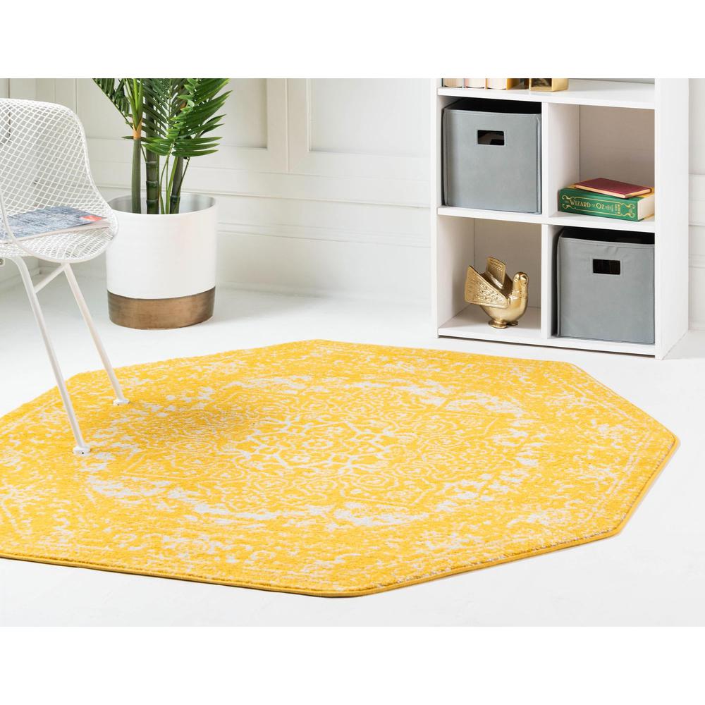 Unique Loom 8 Ft Octagon Rug in Yellow (3150414). Picture 3