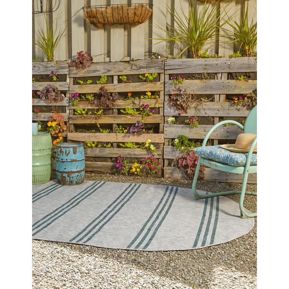 Jill Zarin Outdoor Anguilla Area Rug 5' 3" x 8' 0", Oval Light Gray. Picture 3