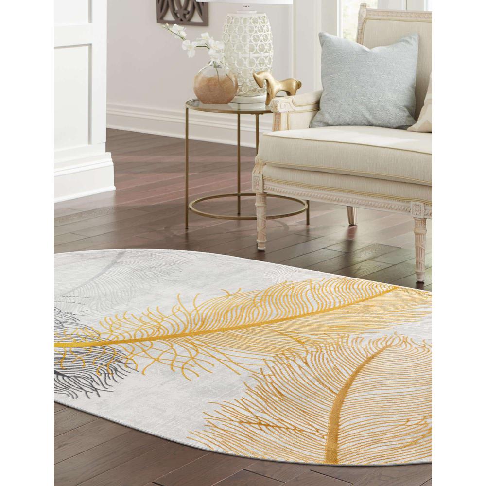 Finsbury Camilla Area Rug 5' 3" x 8' 0", Oval Yellow Gray. Picture 3