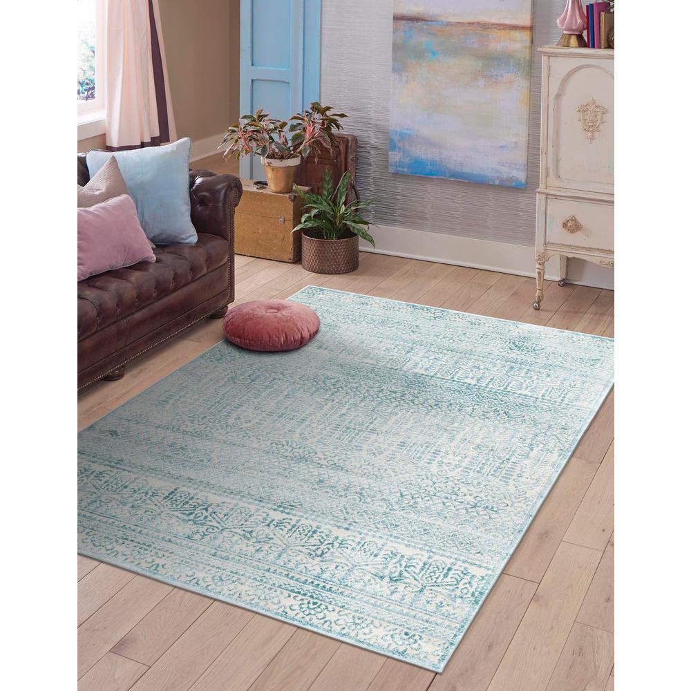 Uptown Area Rug 5' 3" x 8' 0" Rectangular Teal. Picture 2
