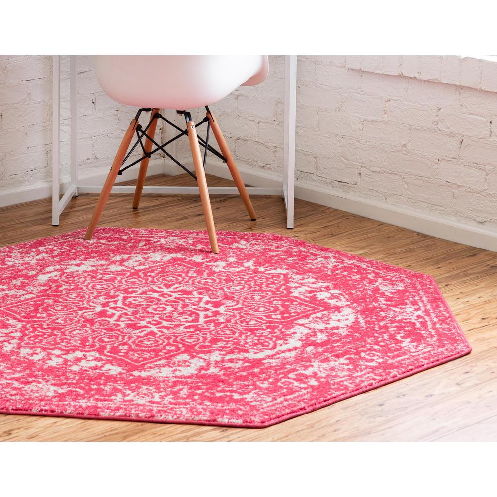 Unique Loom 8 Ft Octagon Rug in Pink (3150510). Picture 3