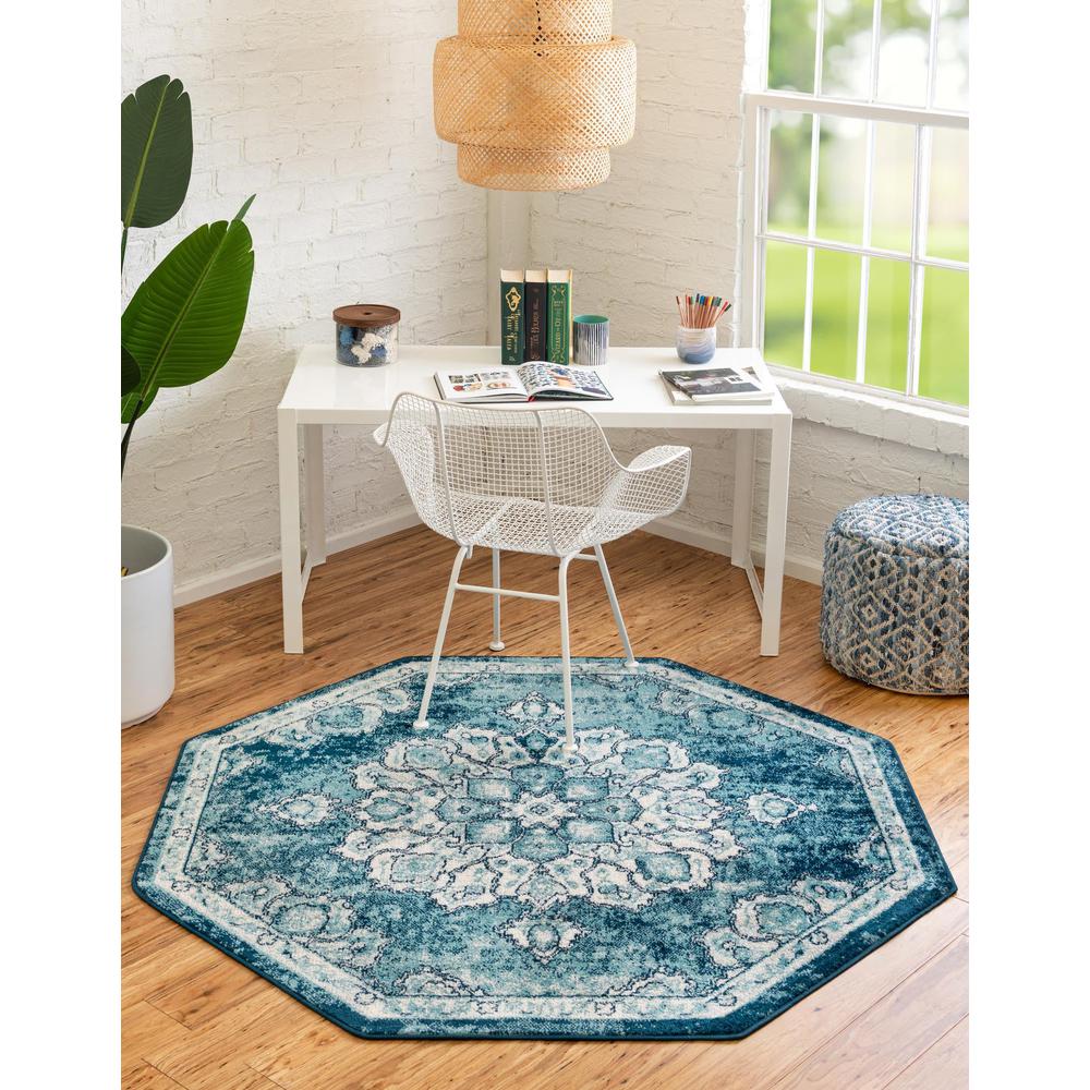 Unique Loom 8 Ft Octagon Rug in Blue (3158647). Picture 2