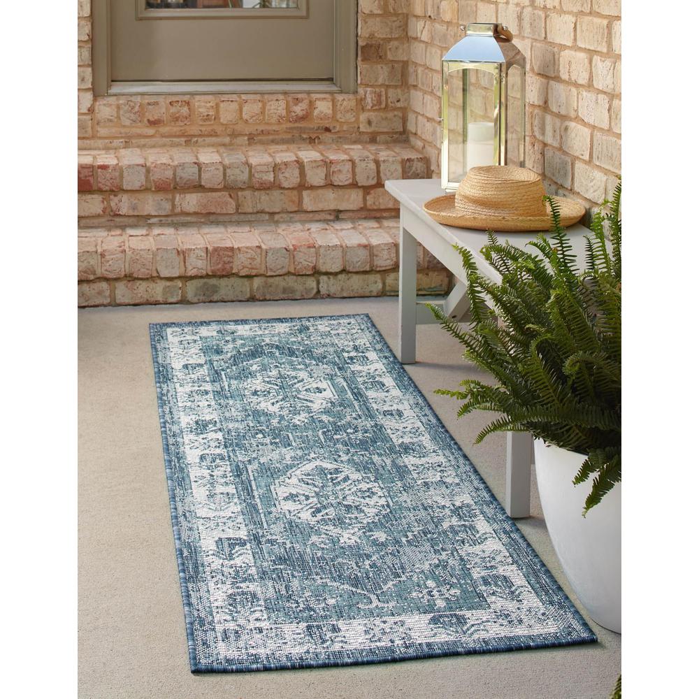 Outdoor Traditional Collection, Area Rug, Blue, 2' 0" x 6' 0", Runner. Picture 2