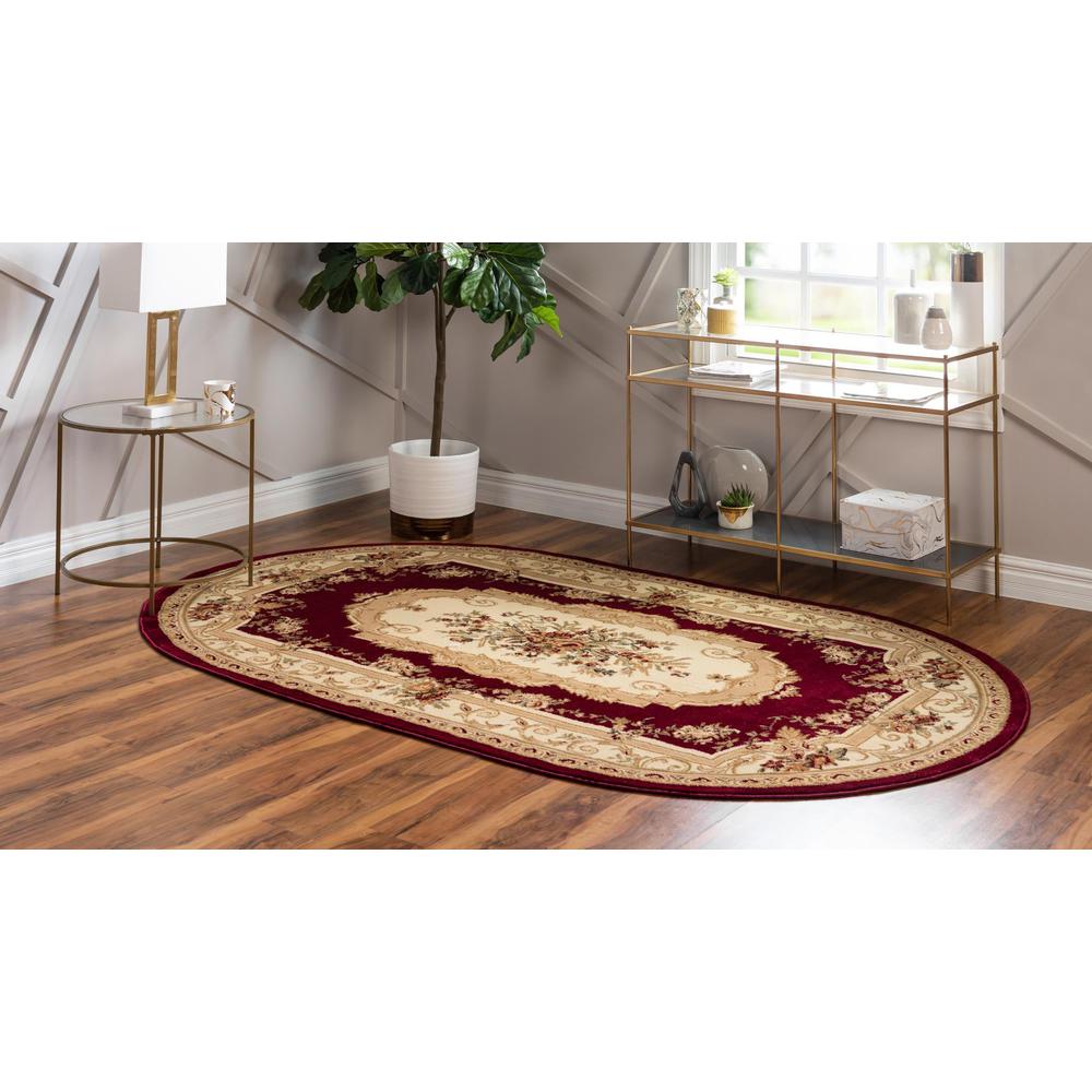 Unique Loom 5x8 Oval Rug in Burgundy (3153873). Picture 3