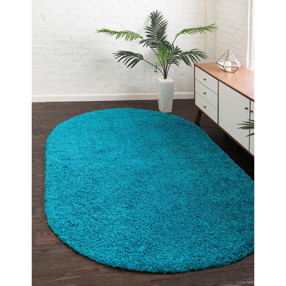 Unique Loom 5x8 Oval Rug in Turquoise (3151402). Picture 2