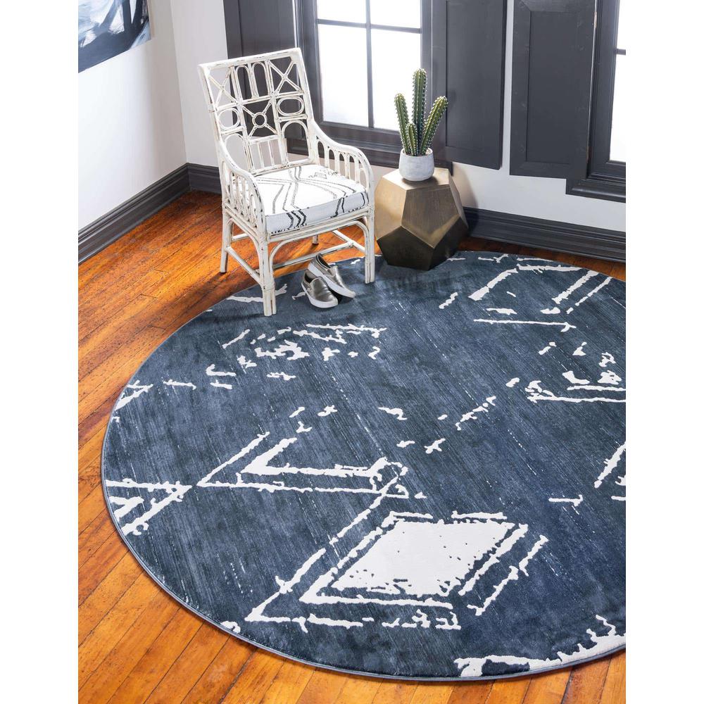 Uptown Carnegie Hill Area Rug 3' 3" x 3' 3", Round Navy Blue. Picture 2