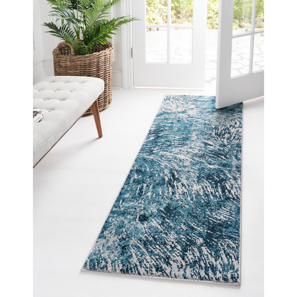 Unique Loom 12 Ft Runner in Blue (3154333). Picture 2