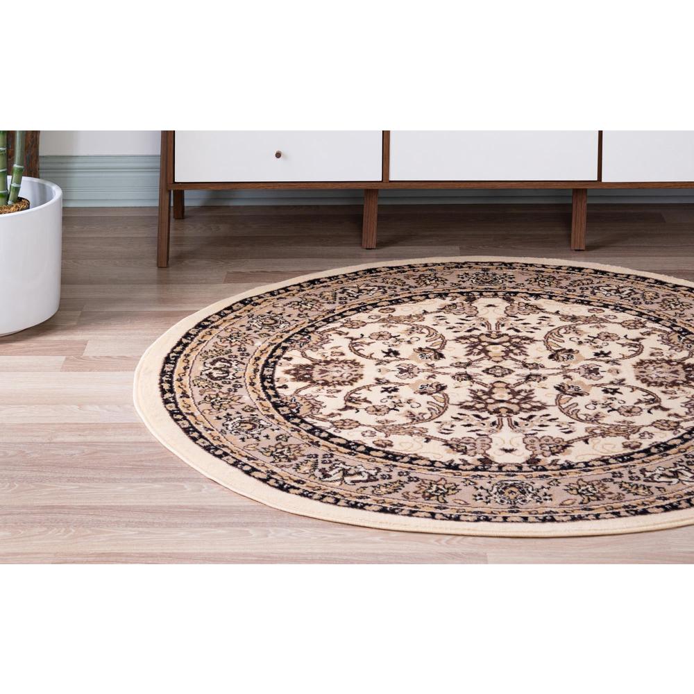Unique Loom 5 Ft Round Rug in Ivory (3152874). Picture 3