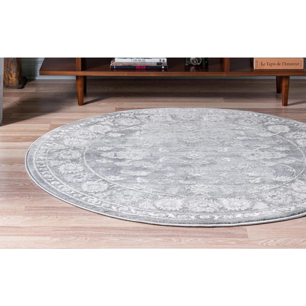 Unique Loom 5 Ft Round Rug in Gray (3150693). Picture 4