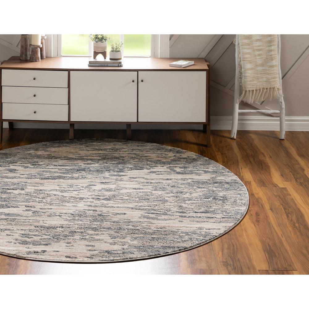 Unique Loom 7 Ft Round Rug in Gray (3154235). Picture 3