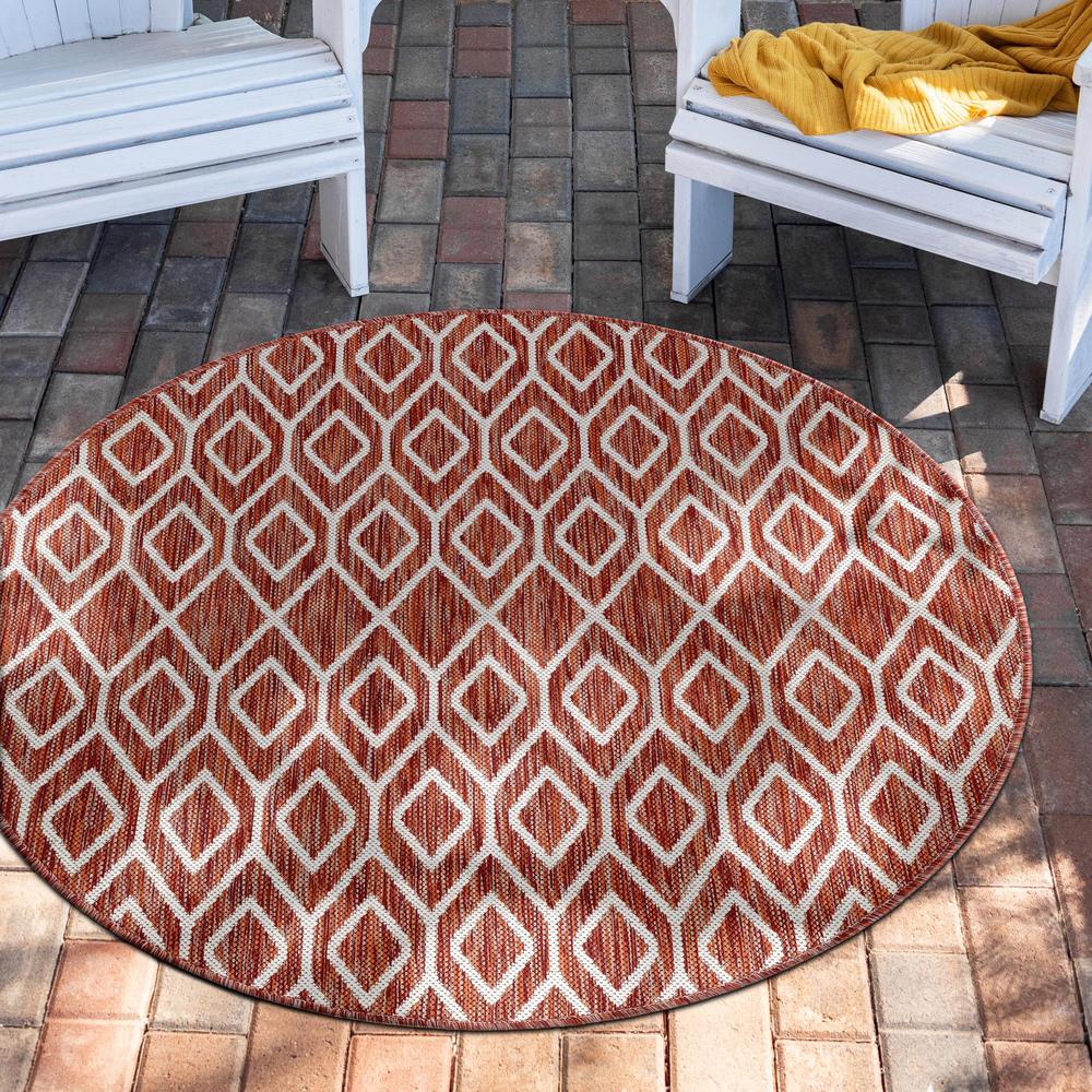 Jill Zarin Outdoor Turks and Caicos Area Rug 6' 7" x 6' 7", Round Rust Red. Picture 2