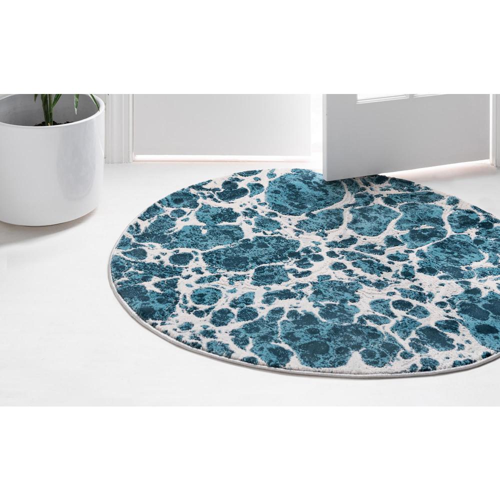Unique Loom 7 Ft Round Rug in Blue (3154287). Picture 3