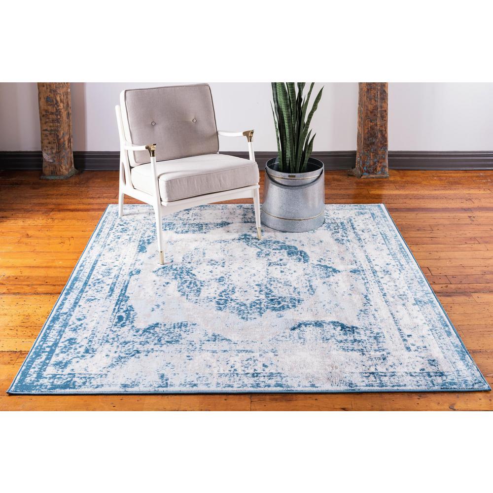 Unique Loom 5 Ft Square Rug in Blue (3151845). Picture 4