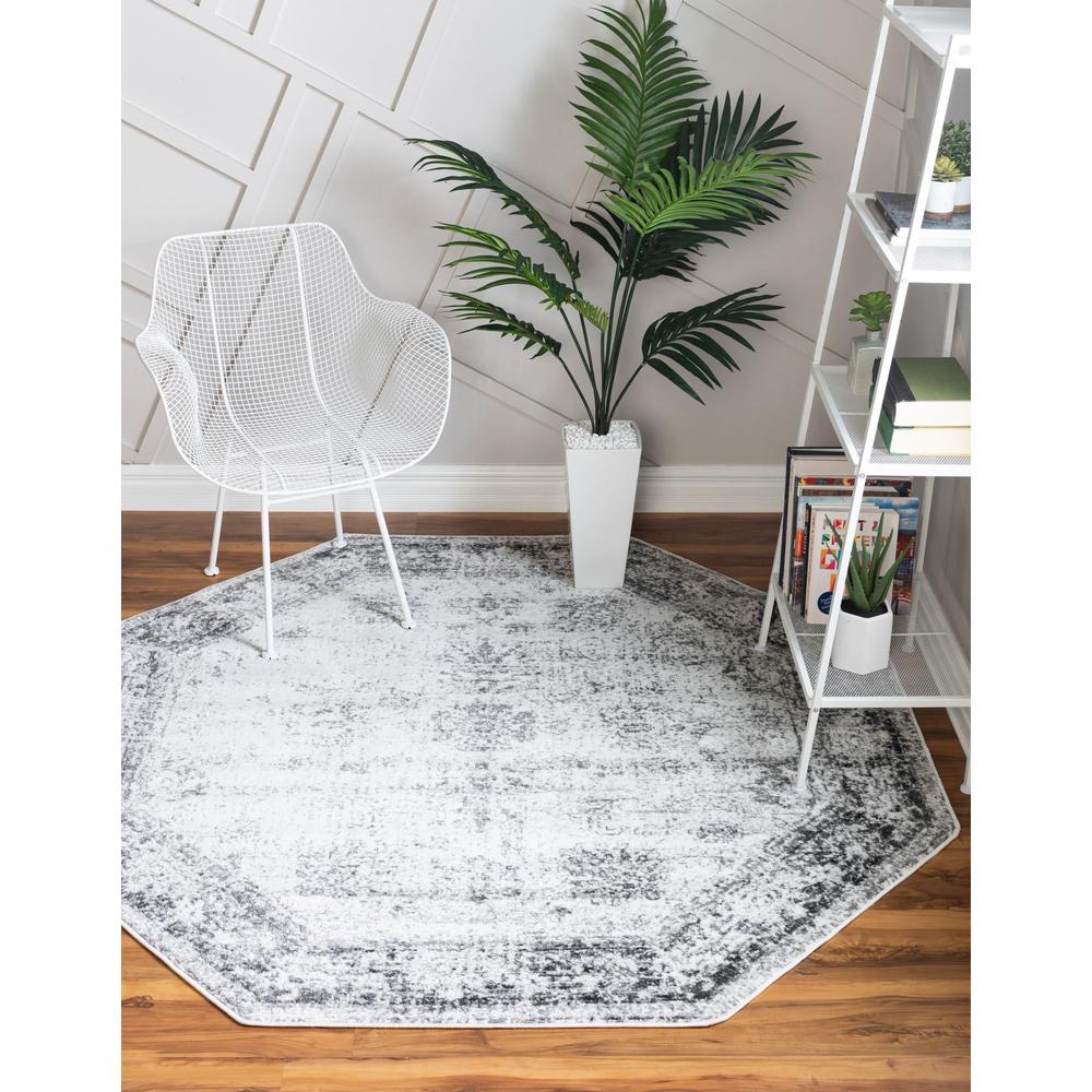 Unique Loom 5 Ft Octagon Rug in Gray (3152838). Picture 2
