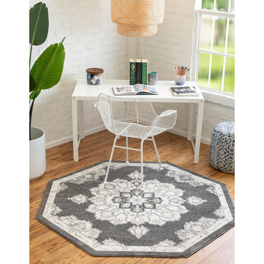 Unique Loom 8 Ft Octagon Rug in Charcoal (3158761). Picture 2