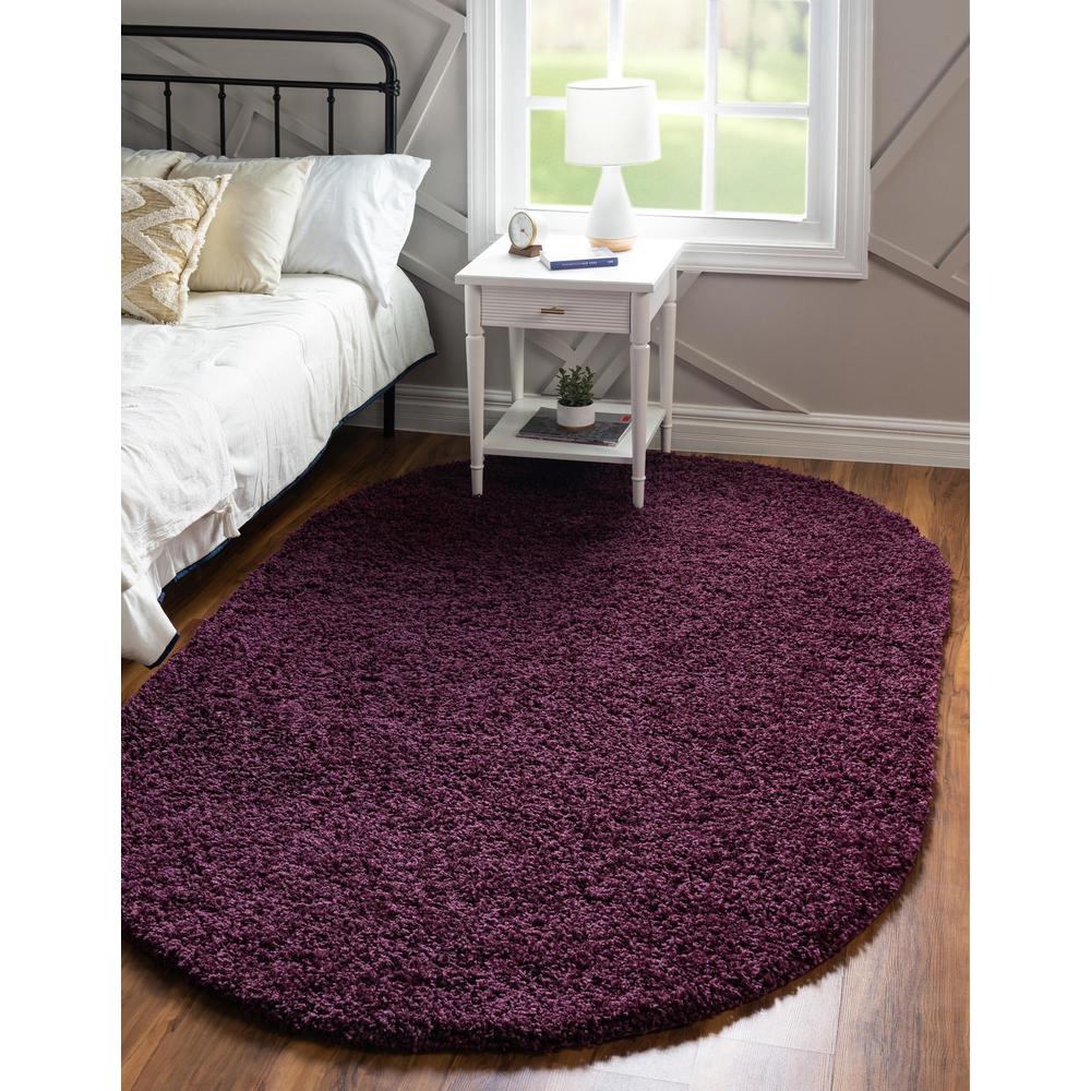 Unique Loom 5x8 Oval Rug in Eggplant Purple (3151468). Picture 2