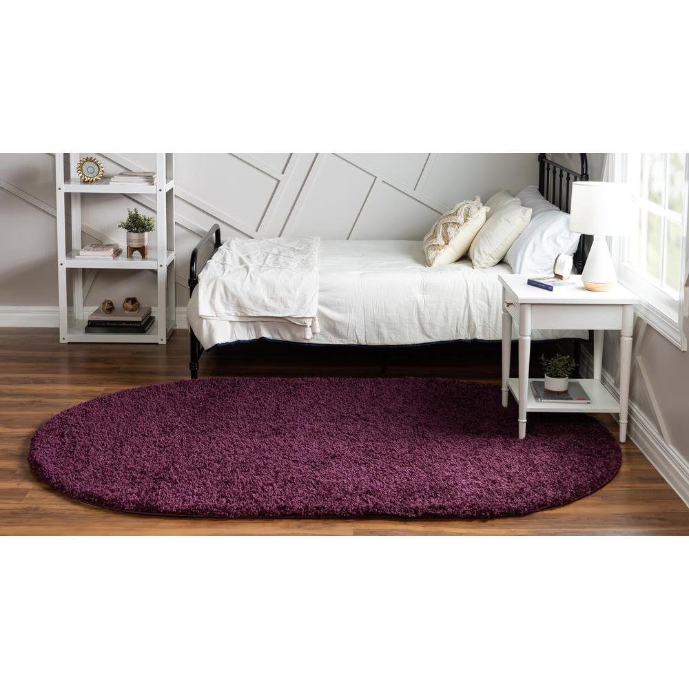 Unique Loom 5x8 Oval Rug in Eggplant Purple (3151468). Picture 4