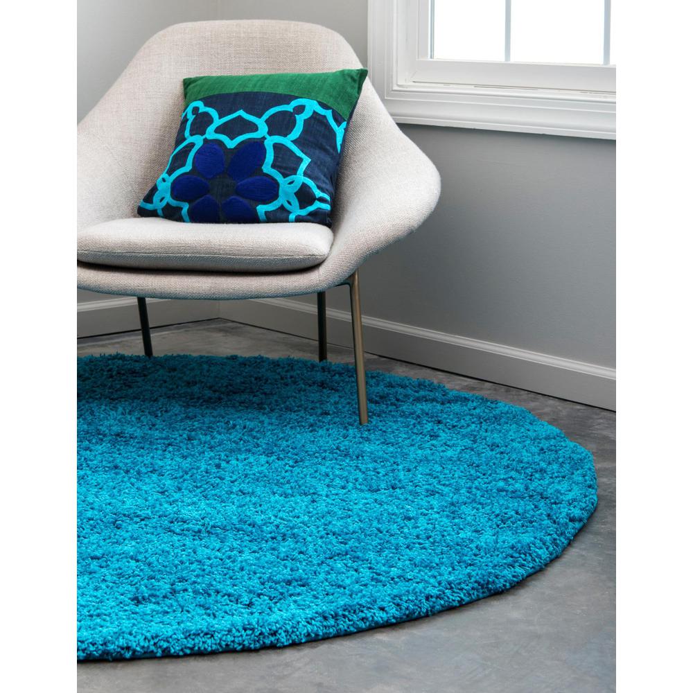 Unique Loom 4 Ft Round Rug in Turquoise (3151399). Picture 4
