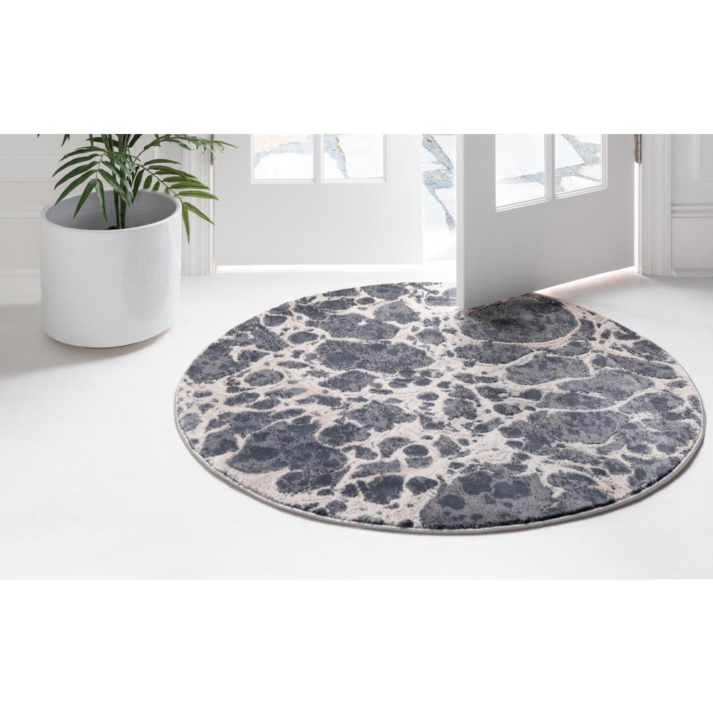 Unique Loom 7 Ft Round Rug in Gray (3154313). Picture 3