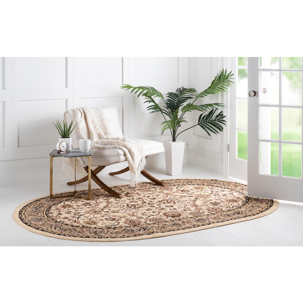 Unique Loom 5x8 Oval Rug in Ivory (3152880). Picture 3