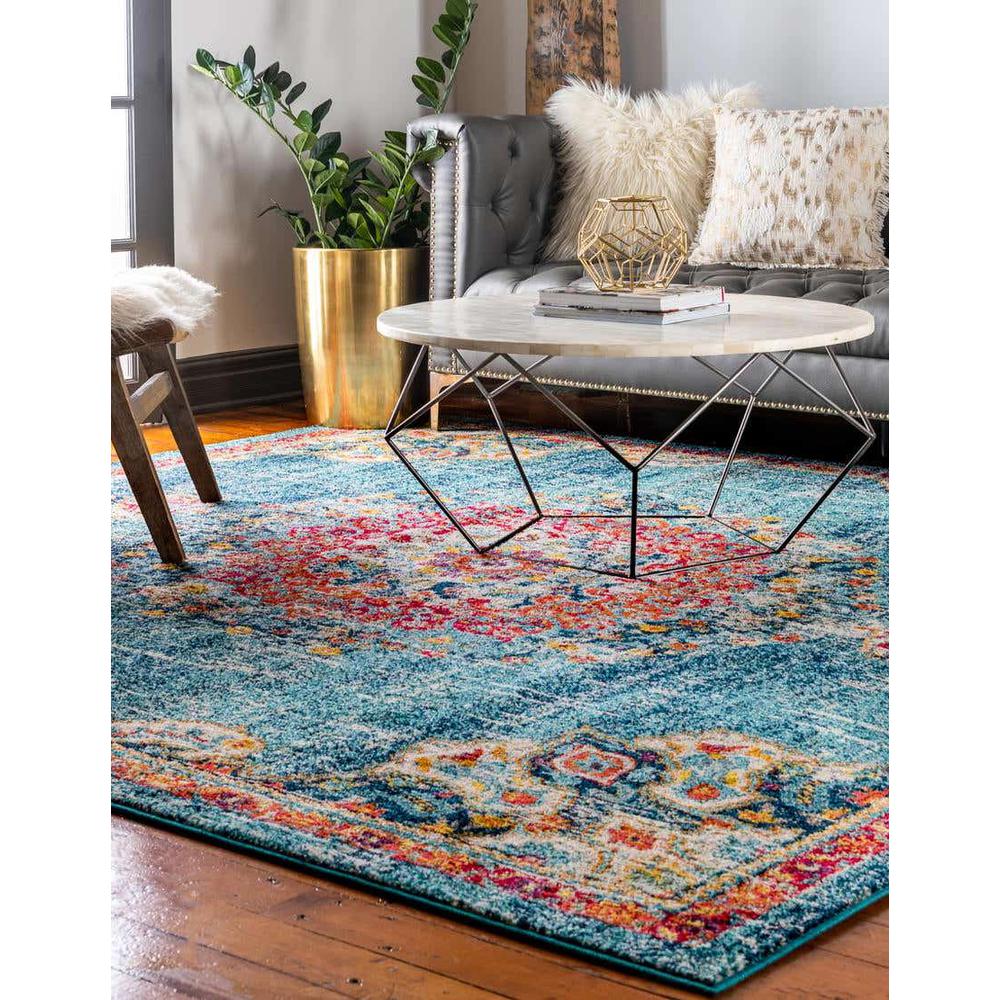 Penrose Alexis Area Rug 6' 1" x 6' 1", Square Blue. Picture 3