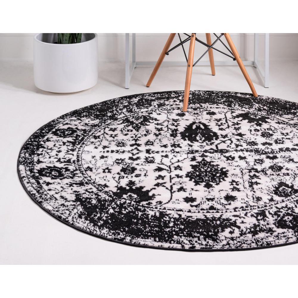 Unique Loom 5 Ft Round Rug in White (3152074). Picture 3
