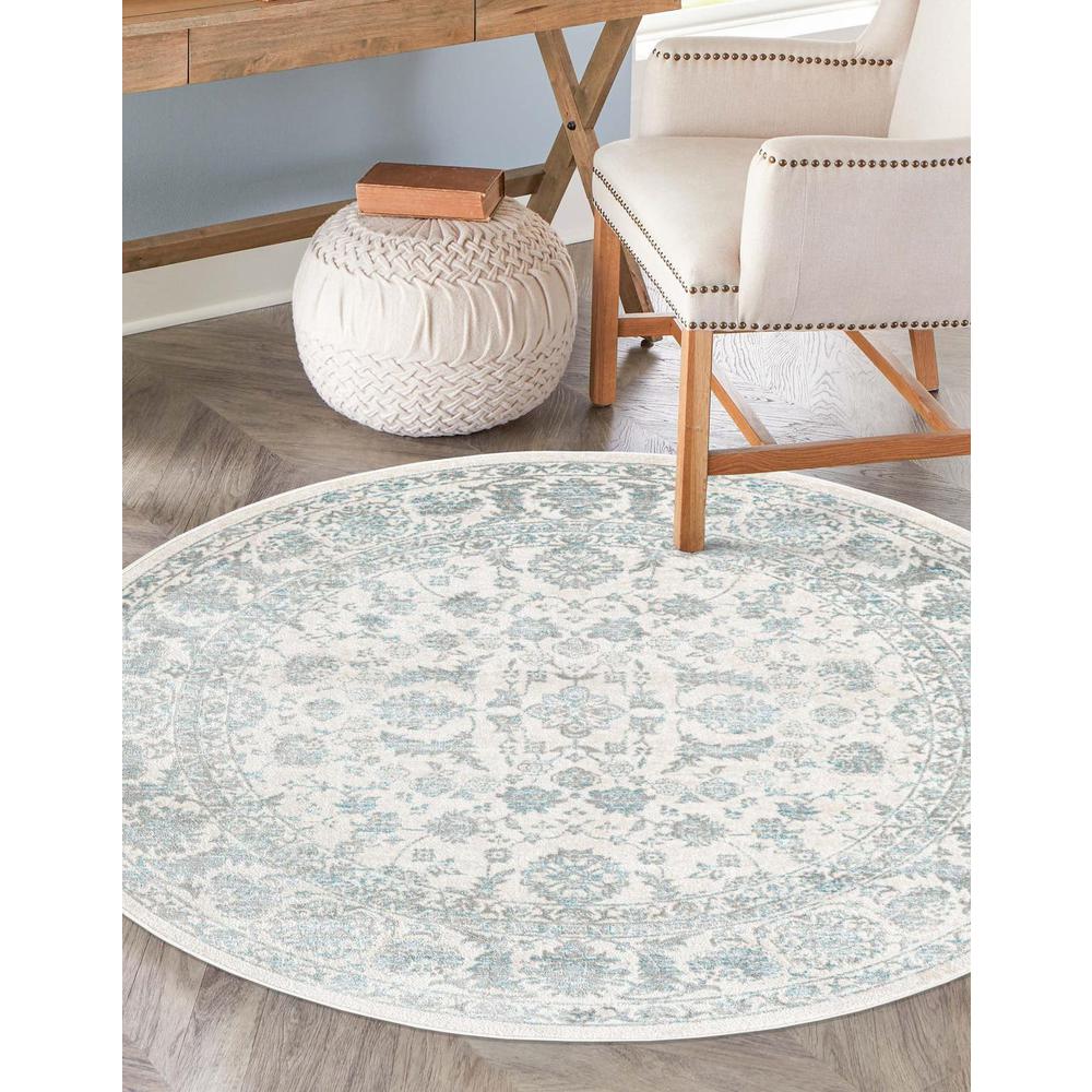Uptown Area Rug 5' 3" x 5' 3", Round - Teal. Picture 2