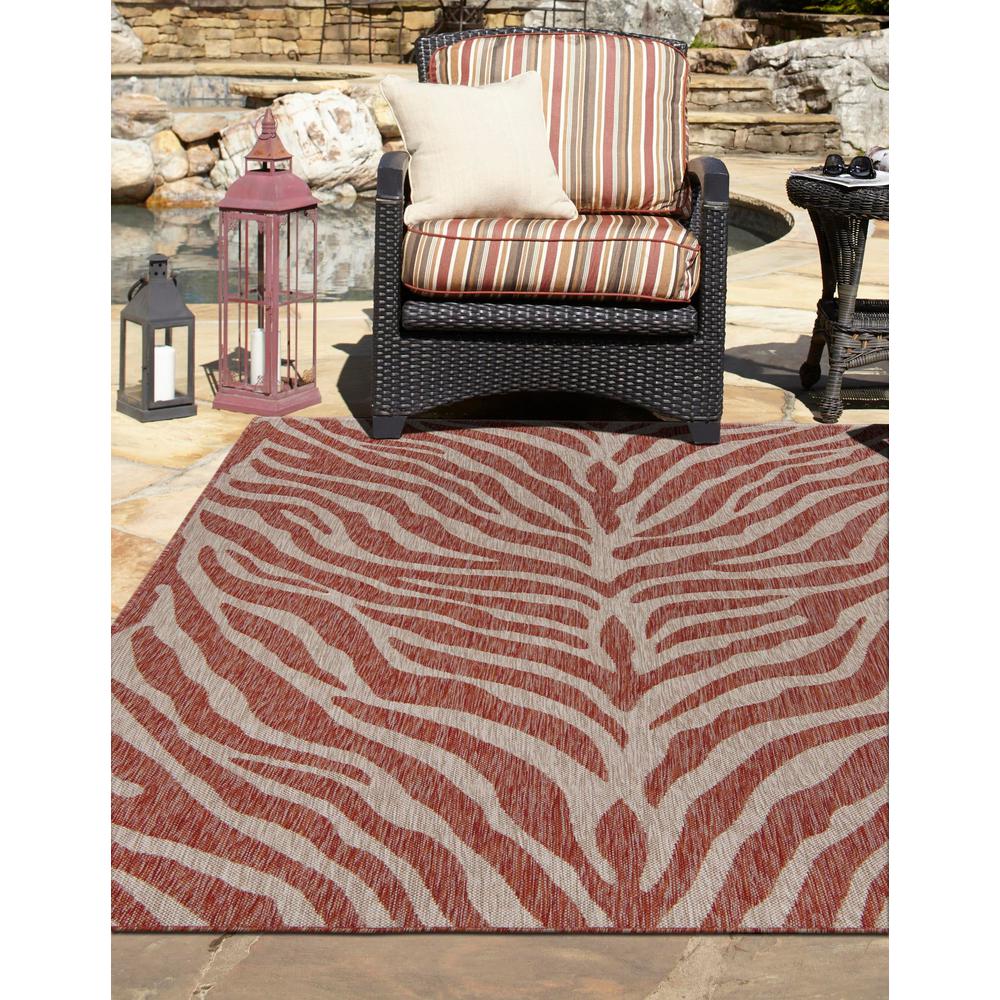 Outdoor Safari Collection, Area Rug, Rust Red, 7' 10" x 11' 0", Rectangular. Picture 3