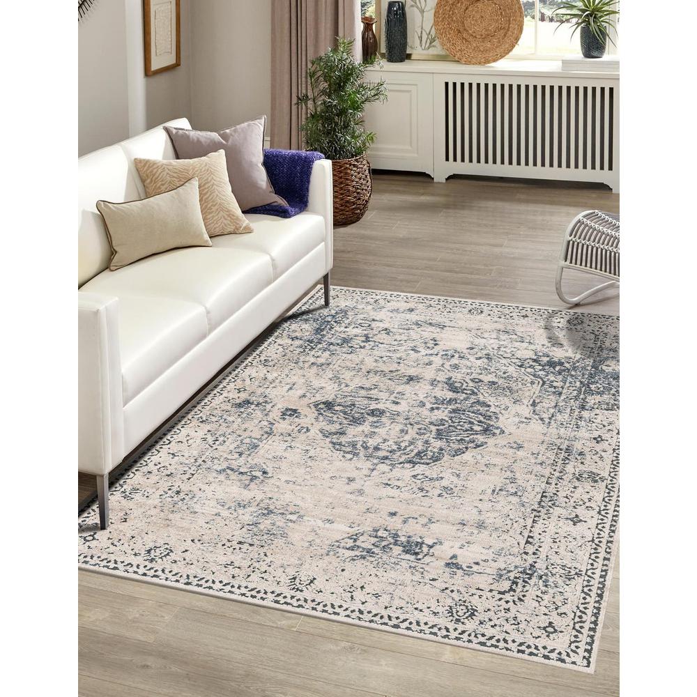 Chateau Hoover Area Rug 7' 10" x 11' 0", Rectangular Dark Blue. Picture 2