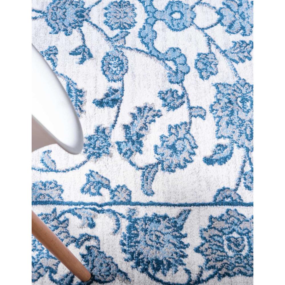 Boston Floral Area Rug 3' 3" x 19' 8", Runner White Blue. Picture 4