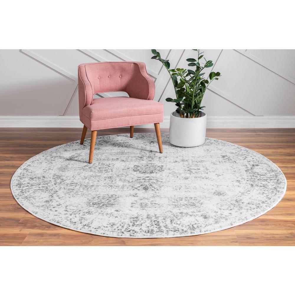 Unique Loom 4 Ft Round Rug in Gray (3151826). Picture 4