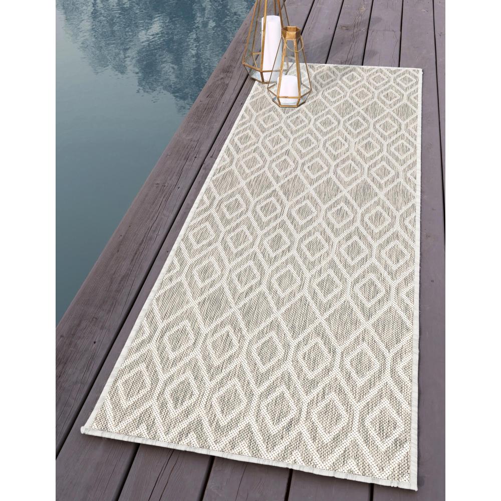 Jill Zarin Outdoor Turks and Caicos Area Rug 2' 0" x 8' 0", Runner Gray Cream. Picture 2