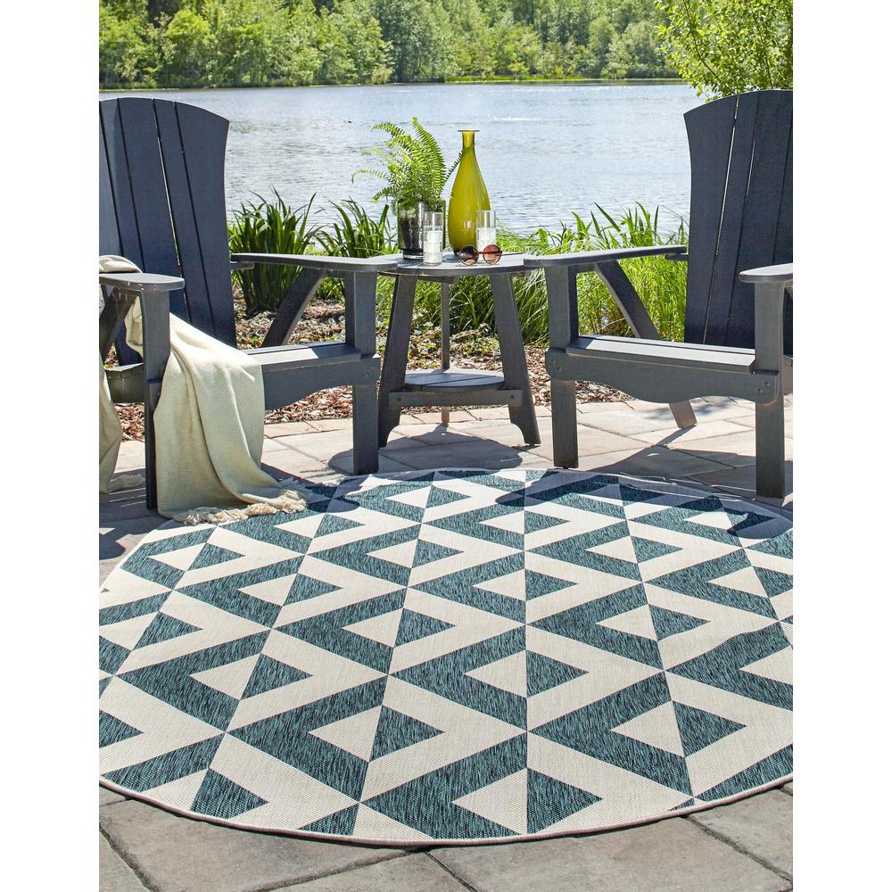 Jill Zarin Outdoor Napa Area Rug 5' 3" x 8' 0", Oval Teal. Picture 3