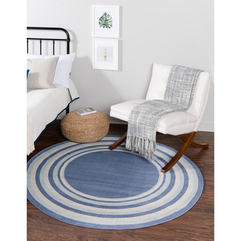 Unique Loom 5 Ft Round Rug in Blue (3157346). Picture 2