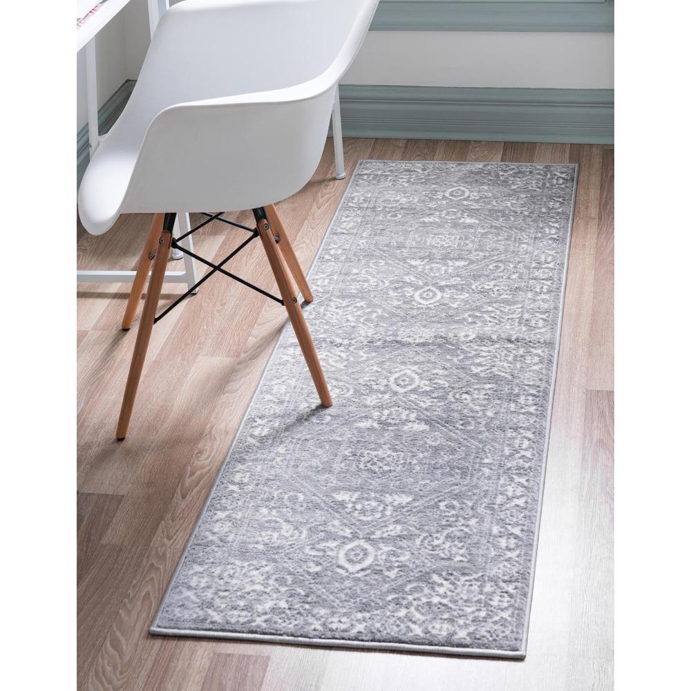 Unique Loom 8 Ft Runner in Gray (3150659). Picture 2