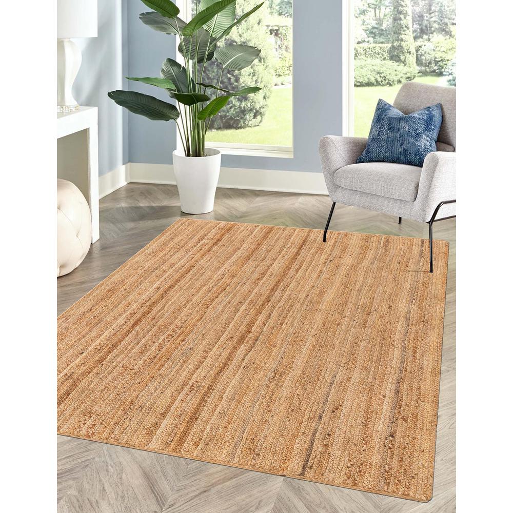Braided Jute Luxe Collection, Area Rug, Natural, 5' 1" x 8' 0", Rectangular. Picture 2