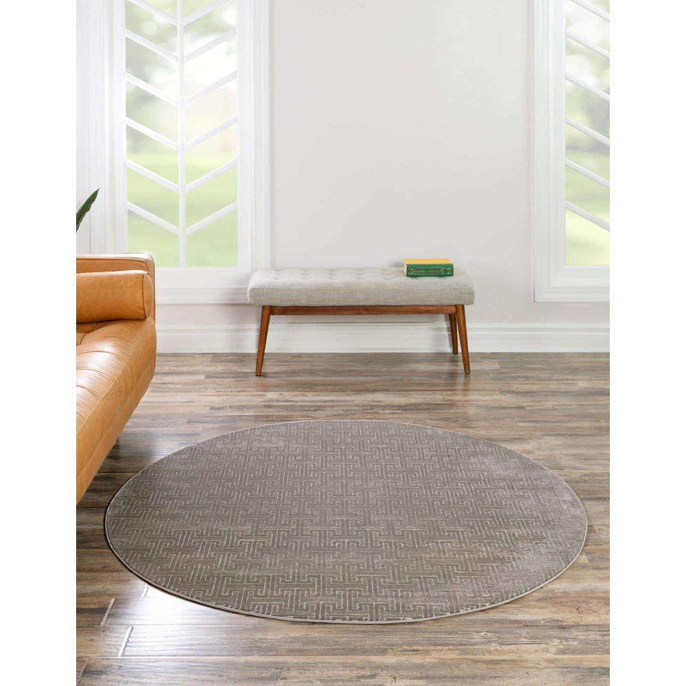 Uptown Park Avenue Area Rug 5' 3" x 5' 3", Round Gray. Picture 3