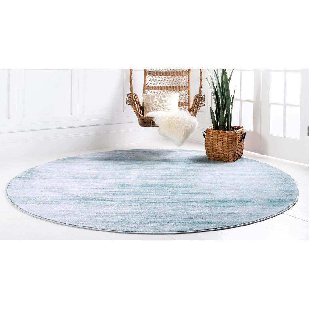 Uptown Madison Avenue Area Rug 5' 3" x 5' 3", Round Turquoise. Picture 3