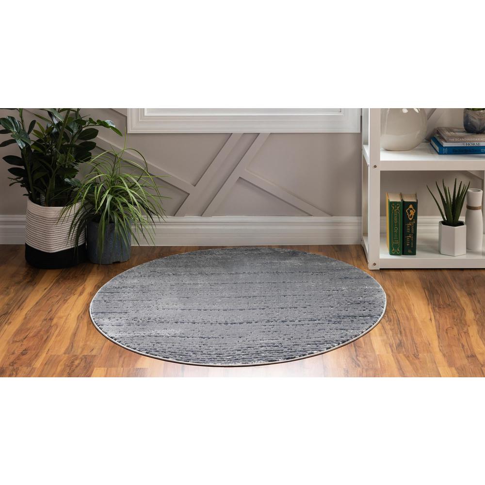 Unique Loom 7 Ft Round Rug in Gray (3154274). Picture 4