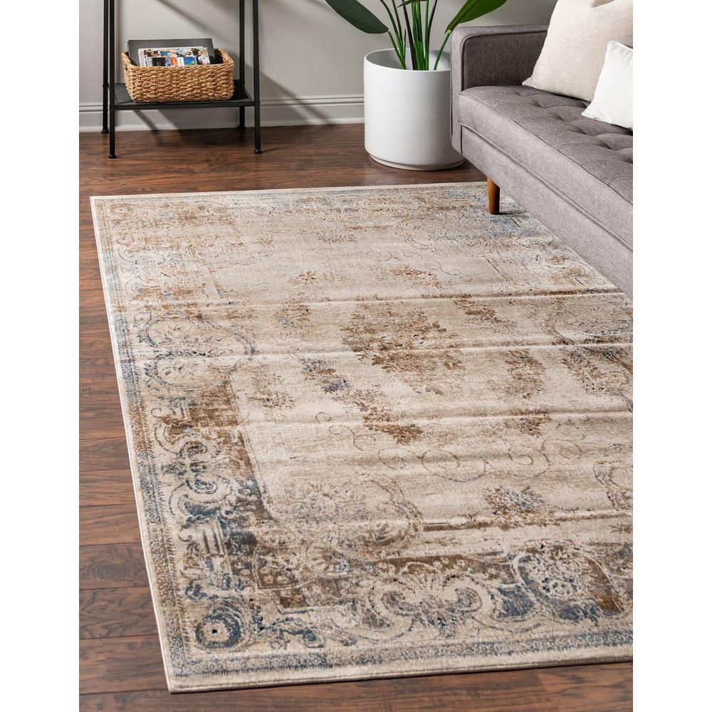Chateau Lincoln Area Rug 3' 3" x 5' 3", Rectangular Blue Cream. Picture 2
